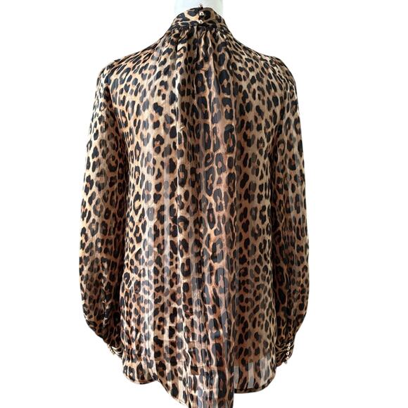 H&M Leopard Print Long Sleeve Blouse Top Gold Buttons XS Mob Wife Glam Party - Picture 4 of 8